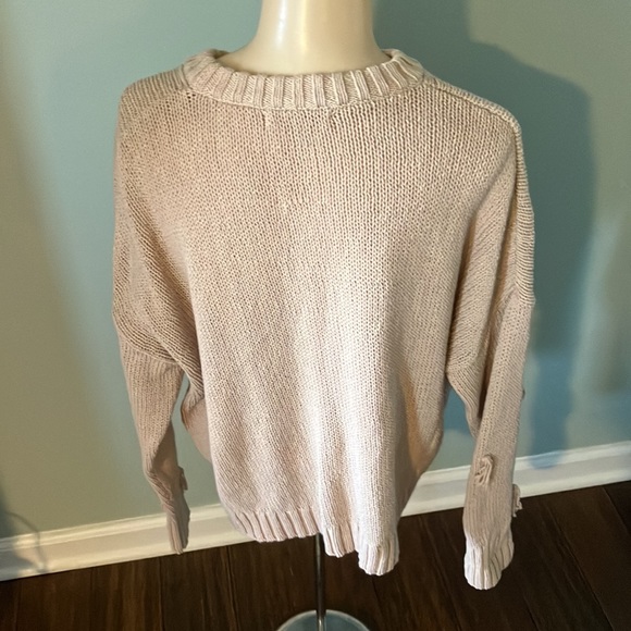 Madewell Blush Pink Pom Pom Tassel Sweater 100% Cotton Size M - Picture 9 of 15